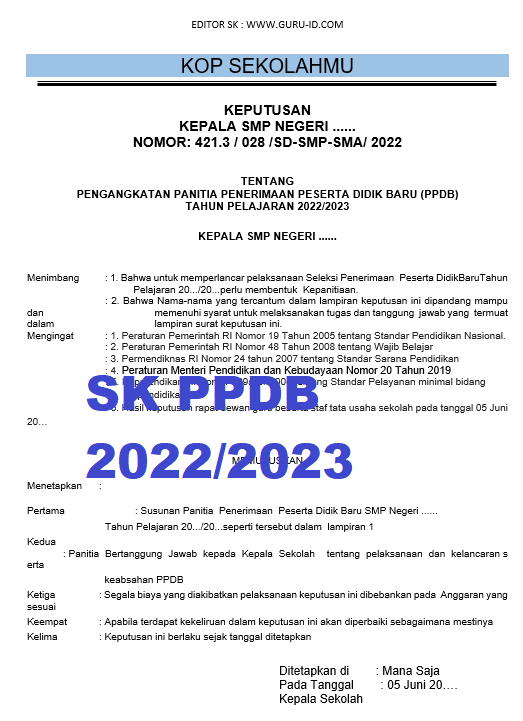 sk ppdb 2022/2023 sd smp sma : Unduh disini - Modul Ajar Kurikulum Merdeka