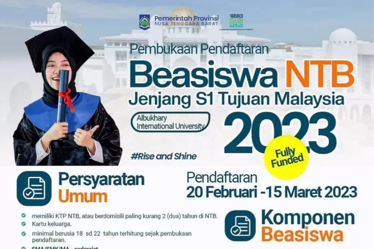 Beasiswa NTB 2023 Luar Negeri dibuka, Ini Syarat dan Link daftarnya